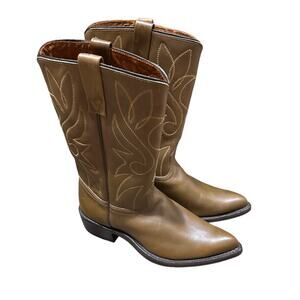 Vintage Acme Cowboy Boots Mens 8E USA Brown Leather Western Barefoot Cork Sole